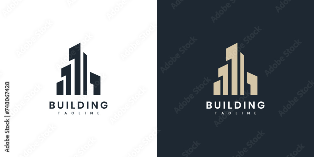 Fototapeta premium Real estate building logo design template.building logo isolated in a box 