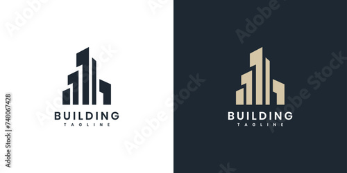 Real estate building logo design template.building logo isolated in a box 