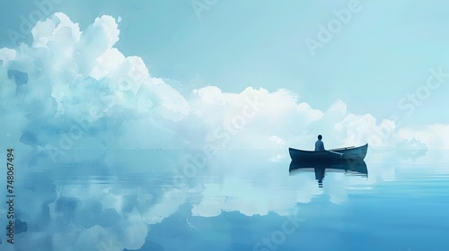 Man Living on a Boat in a Clouded Sky photo