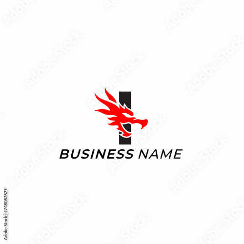 design logo combine dragon and letter I