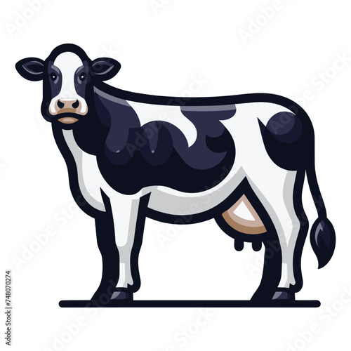 Cow full body vector illustration, farm pet, animal livestock, for butchery meat shop and dairy milk product, agriculture concept, design template isolated on white background
