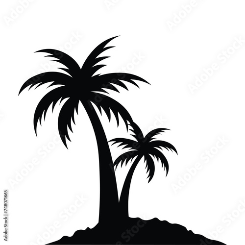 silhouette palm trees vector. Summer silhouette Black palm tree icon symbol vector sign isolated on white background. Vector illustration. 