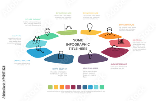Vector rainbow color icon elements in circle multipurpose Infographic template