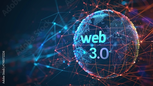 An image of the web 3.0 technology and concept. Blockchain, meta, big data, cloud and server services. Generative AI