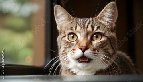 Cat Looking Surprised and Shocked Close-up Portait © CreativeStock