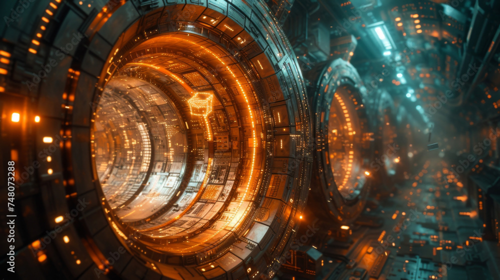 A futuristic bank vault sits at the center of a bustling metropolis symbolizing the importance of security in finance and investment. As digital currency symbols and futuristic A futuristic bank vault sits at the center of a bustling metropolis symbolizing the importance of security in finance and investment. As digital currency symbols and futuristic