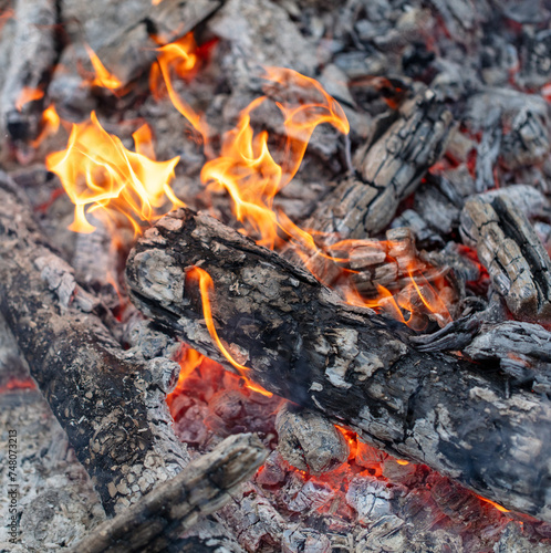 Burning coals in a fire as a background © schankz