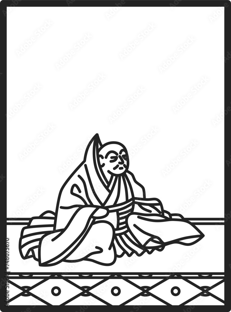 シンプル線画百人一首 俊恵法師 シンプル線画百人一首 俊恵法師
