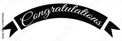 Creative Typography of Congratulations with ribbon . Editable Illustration. Congratulations Card in Cursive Calligraphy.