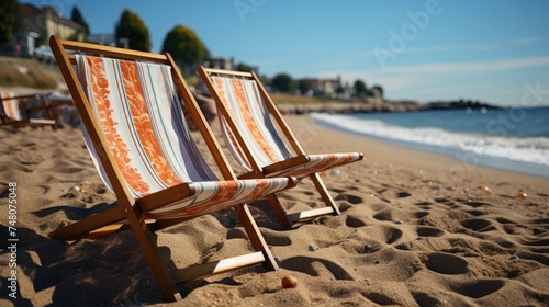 Two chairs by the sea in summer photo