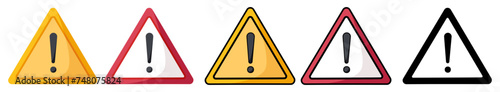 Isolated caution, warning sign vector icon with editable stroke, multiple colors for alert, danger, hazard, precaution, notice, safety, risk, signal, safety business, web, UI, mobile, app, gaming