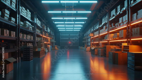 High-tech warehouse with a high level of electronics.