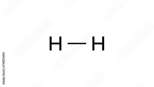 hydrogen molecule, structural chemical formula, ball-and-stick model, isolated image dihydrogen photo