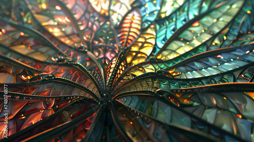  feathered stained glass 3D fractal octane render