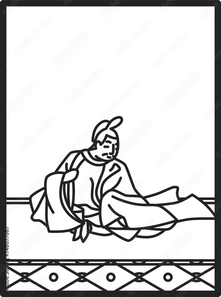 シンプル線画百人一首　参議雅経