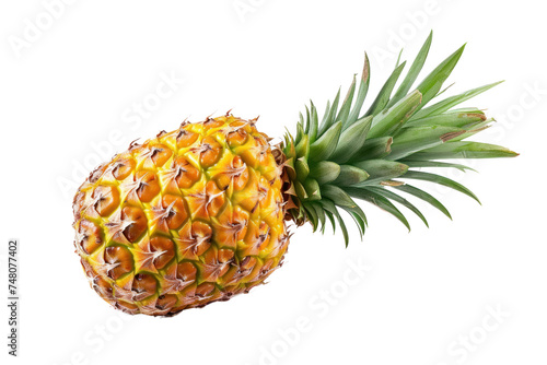 Pineapple fruit. Yellow pineapple isolated on transparent background.
