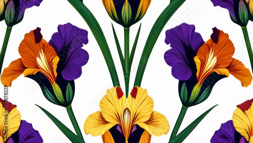 Seamless pattern with colorful pansies. Floral background. © Steve