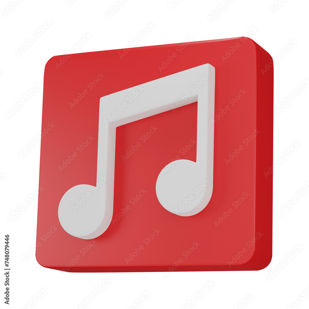Music note isolated on transparent background. 3D render Music note isolated on transparent background. 3D render