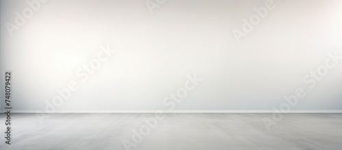 An empty room with a white wall and floor. The light grey background creates a muted ombre pattern, blending into the blurred texture of the abstract interior. photo