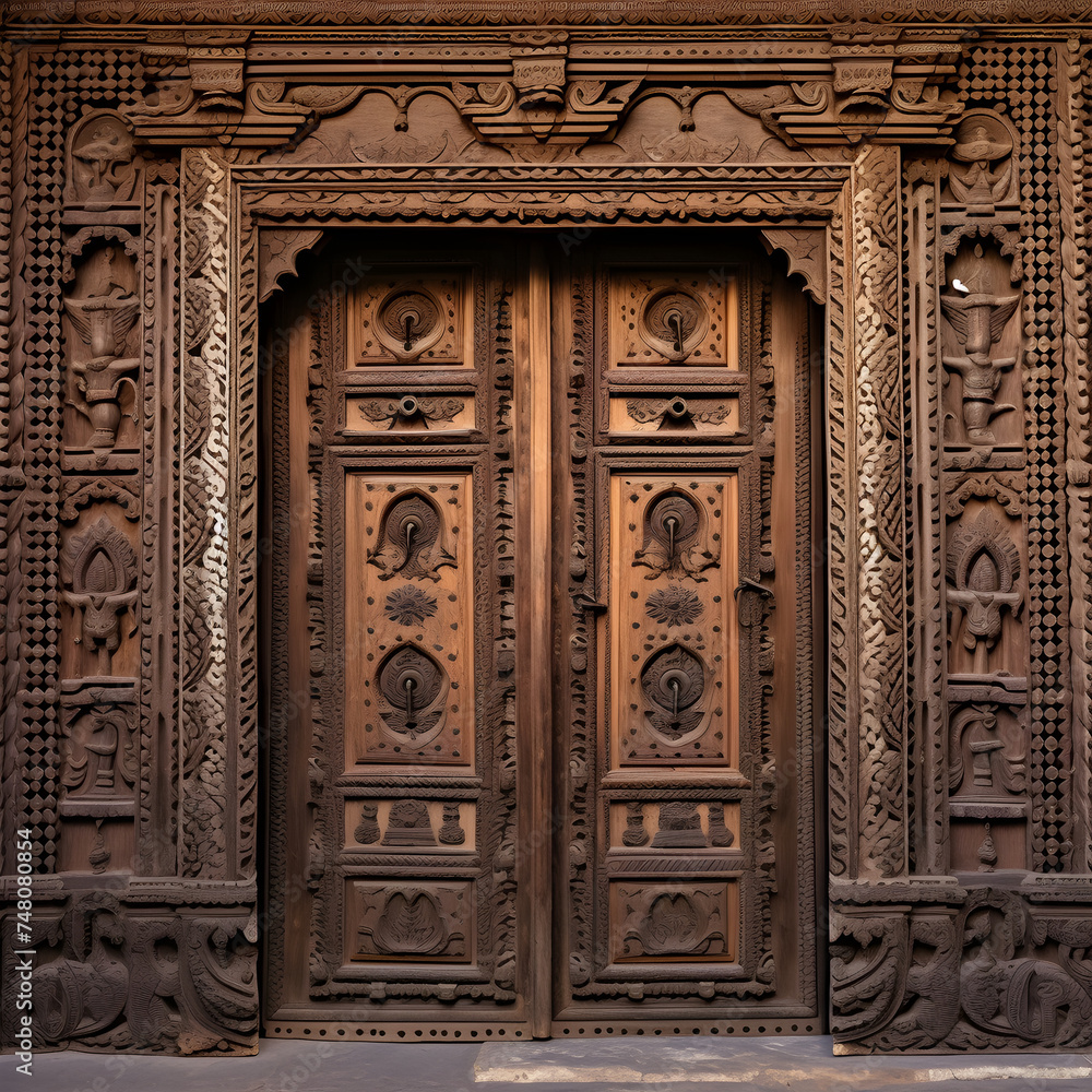 Ethnically Embellished Architectural doorway- A 600 Year-Old Tale Carved in Wood and Stone