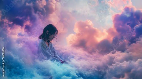 Etherealism Photo of A Woman Meditating in a Cloud