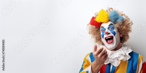 Good clown background, banner, poster with copy space. Happy Purim concept