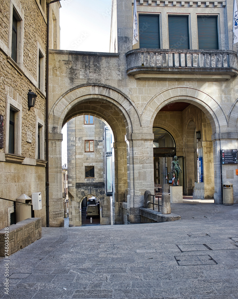 The characteristic streets and medieval buildings of the beautiful republic of San Marino