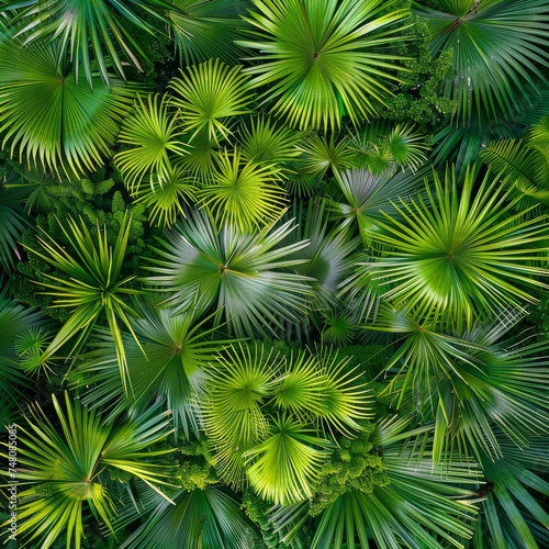 banner with a realistic, high-definition pattern of tropical leaves, including detailed views of monstera and palm leaves