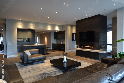 modern living room with fireplace © Kinza
