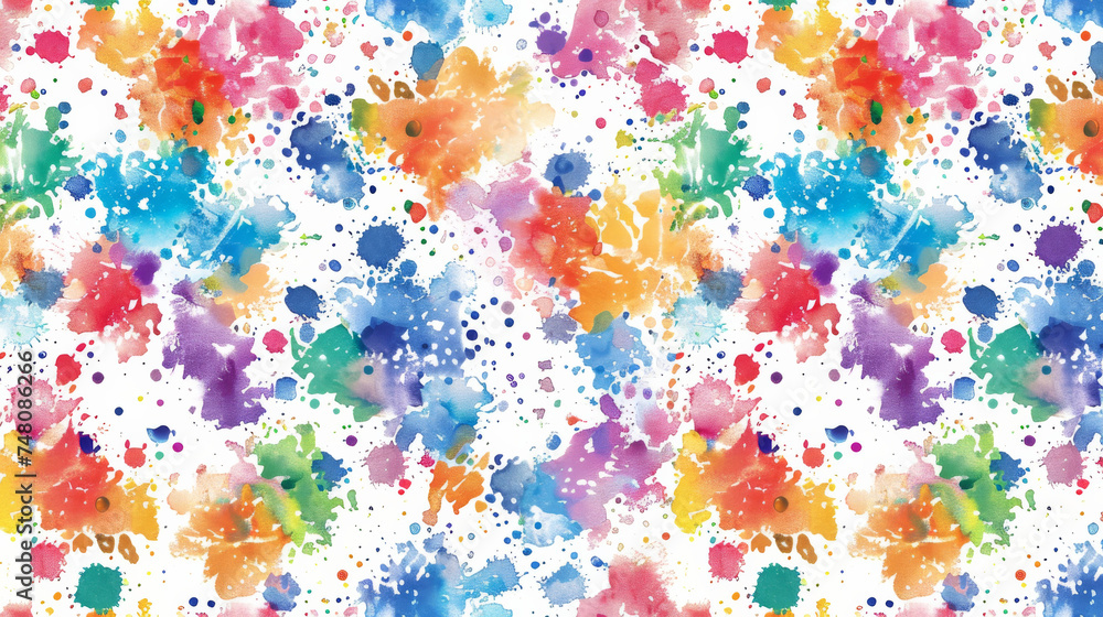 seamless pattern of abstract rainbow blobs in watercolor, with a subtle grunge texture.