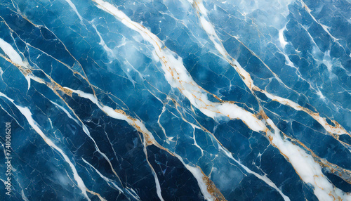 Vintage blue marble granite with gilding. Texture stone. Rich golden tones. Abstract luxury surface.