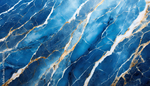 Vintage blue marble granite with gilding. Texture stone. Rich golden tones. Abstract luxury surface. © hardvicore