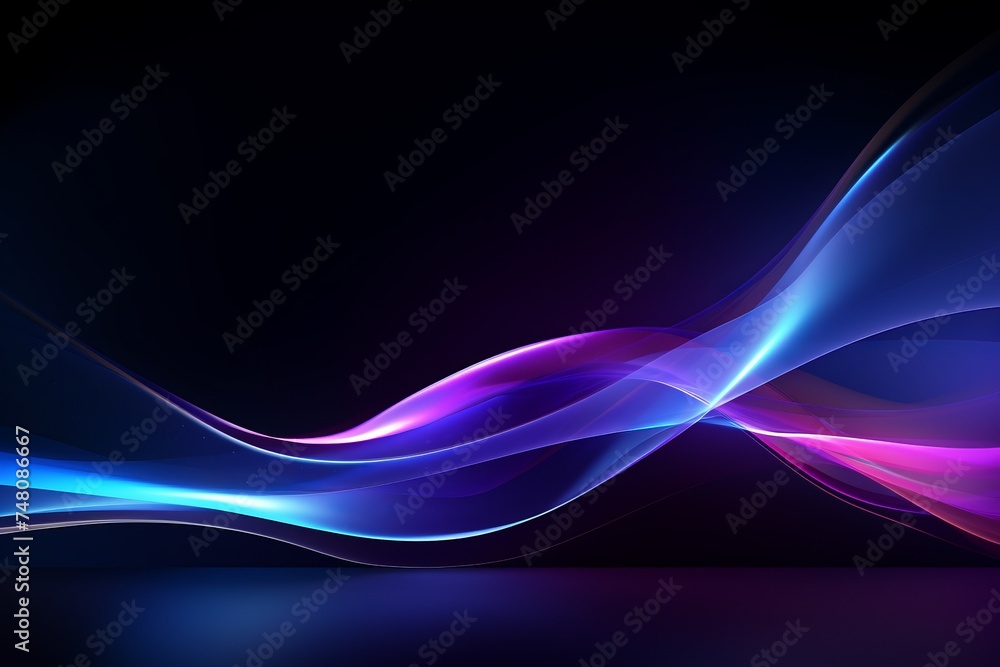 Dark abstract background with glowing purple and blue gradient flowing wave lines Dark abstract background with glowing purple and blue gradient flowing wave lines