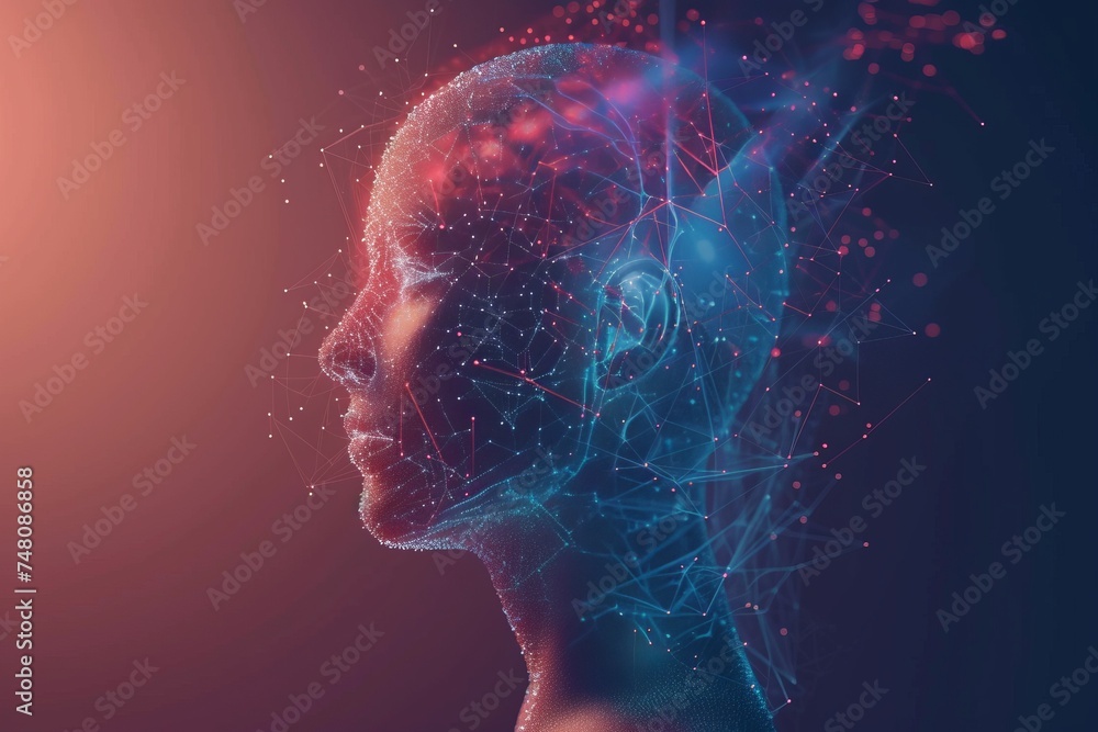 human head with embedded digital artificial intelligence human head with embedded digital artificial intelligence