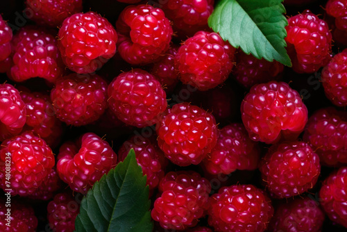 Raspberry background, close up. Fresh raspberry realistic, detailed, pattern. Summertime concept for package, grocery product advertising.