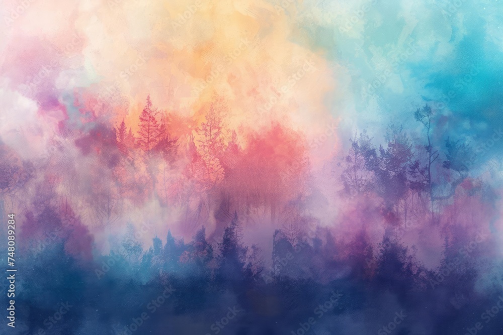 A surreal landscape with dreamlike colors merging seamlessly
