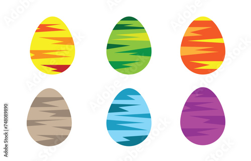 Cool Modern Colored Easter Eggs Set. Holiday celebration and food concept vector