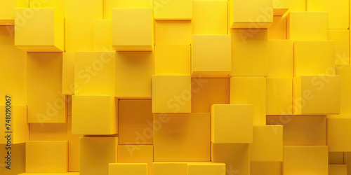 Yellow Geometric 3D render style Pattern. Simple illustration of textured background, abstract polygonal shapes. Presentation backdrop.