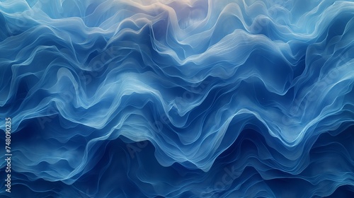 Three dimensional render of blue wavy pattern. White waves abstract background texture. Print, painting, design, fashion. Line concept. Design concept. Art concept. Wave concept. Colourful background