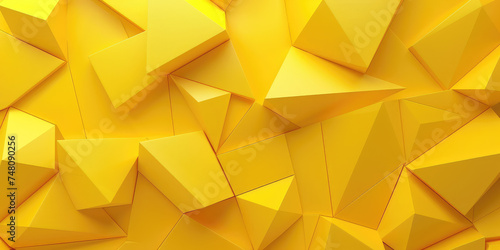 Yellow Geometric 3D render style Pattern. Simple illustration of textured background, abstract polygonal shapes. Presentation backdrop.