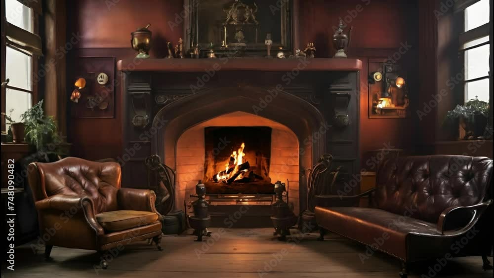 Fireplace, warm environment. Fireplace, warm environment.