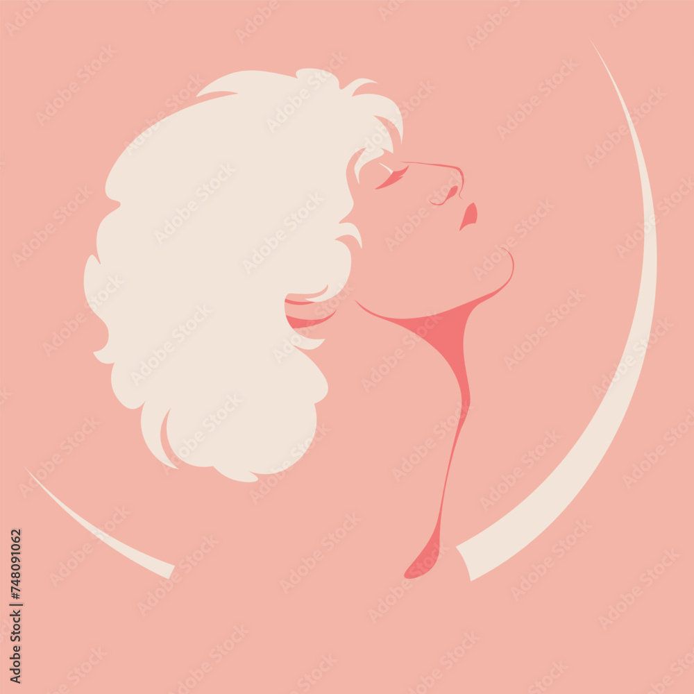 Portrait of a peaceful blond man in profile. Avatar of guy for social media. A face of a fashion model. Retreat. Wellness. Vector illustration in flat style.