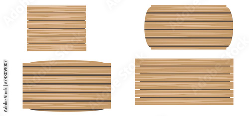 Wooden Boards for a Sign and Advertisement Set. Sign and labels concept vector art game element
