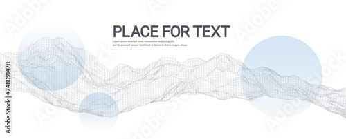 Abstract wireframe vortex on white background. Minimalist technology swirl banner with copy scape