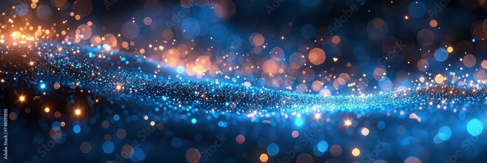 Bright Blue Sparkling Glitter Bokeh, Background Banner HD