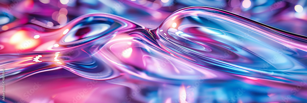 Vibrant Liquid Hues, Abstract Flow of Colors, Artistic Background in Blue and Purple