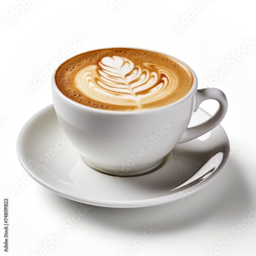Espresso coffee isolated on white background, close up, cutout minimal. Ultra realistic espresso, icon, detailed. Cafe product advertising