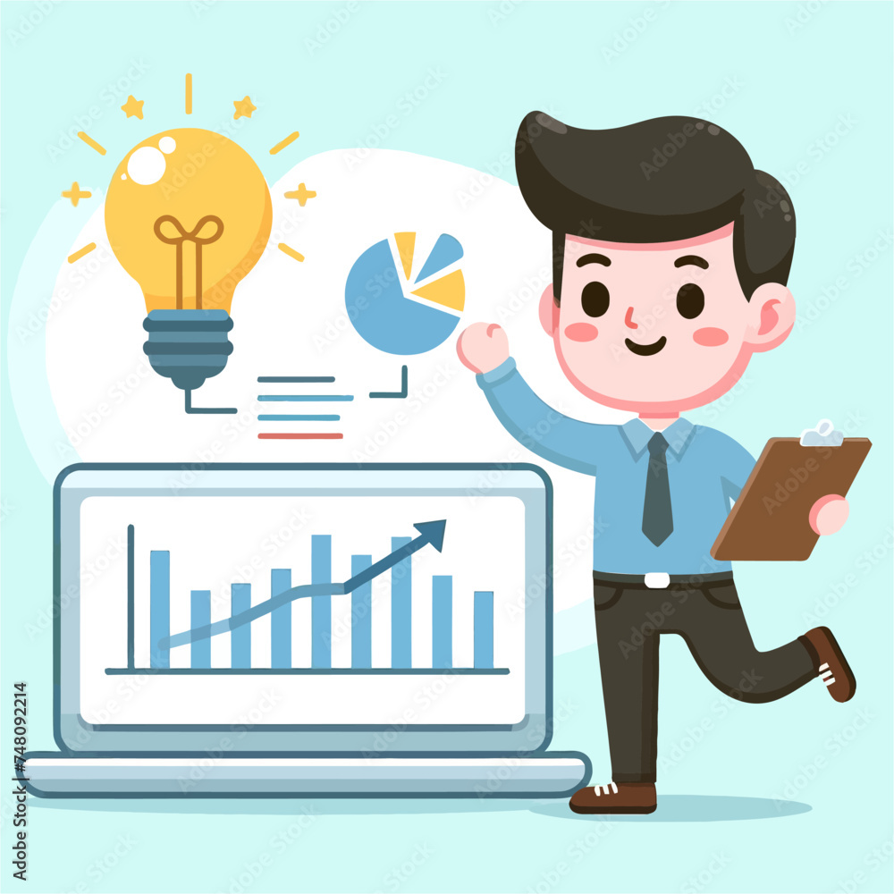 Salesman Showing Increasing Statistic of Selling Salesman Showing Increasing Statistic of Selling