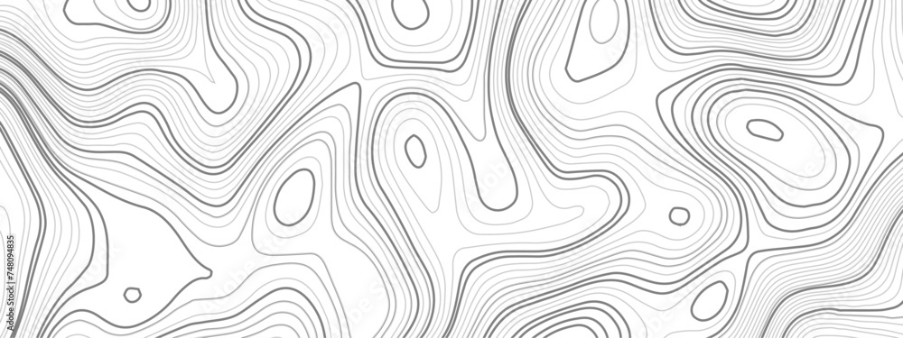 Wave topographic contour map, topographic wavy map line background. Abstract geographic wave grid line map. Geographic mountain relief background. Vector illustration.