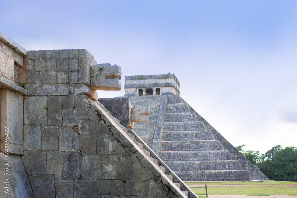 great Mayan pyramid in ancient city Chichen-Itza lost in the tropical jungle